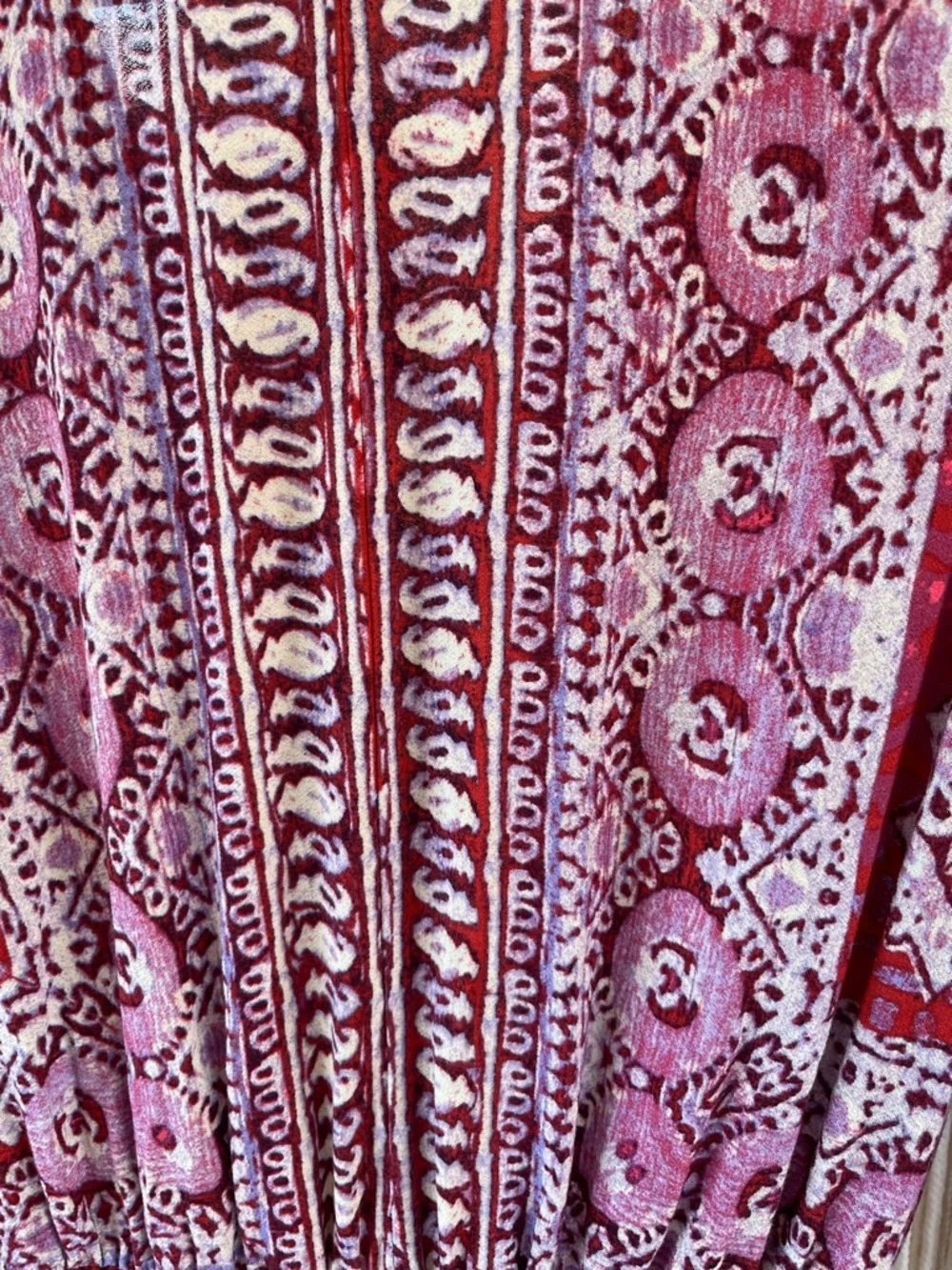 Free People Wild & Free Paisley Crop Top deep V-neck & long sleeves magenta - Picture 6 of 12